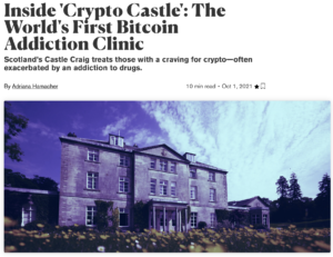 Screenshot from Decrypt.co article titled Inside 'Crypto Castle': The World's First Bitcoin Addiction Clinic