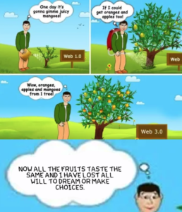 An edited meme sourced from Memengine. The added quote states "Now all the fruits taste the same and I have lost all will to dream or make choices."